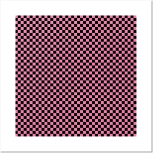 Pink and Black Checkerboard Plaid Posters and Art